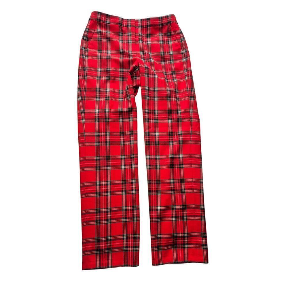 J. Crew Kate, Sz. 10 Red Plaid Wool Blend Straight leg Pants